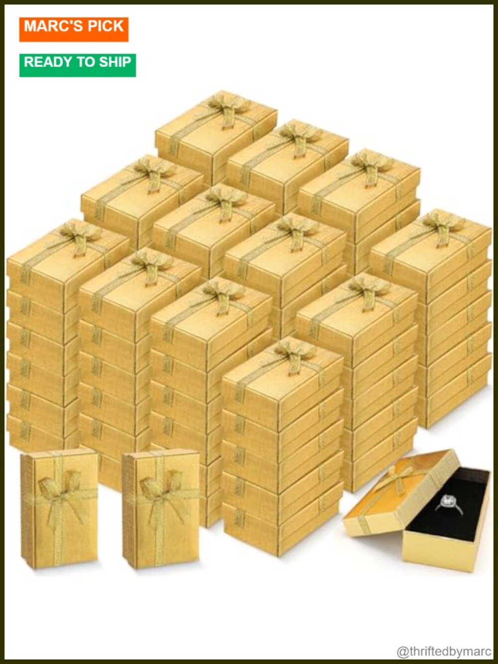 72 Pack Jewelry Gift Boxes with Ribbon Bowknots Cardboard Ring Necklace Storage